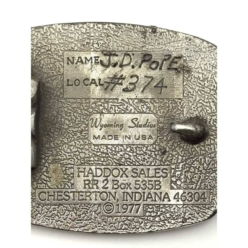 Haddox Sales Boilermakers Union Local 374 1977 Belt Buckle